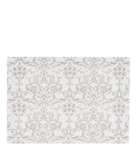 Baumwoll-Tischset in weiß mit Damast-Muster in taupe
