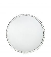mittelgroße, runde Platte oder Dekoteller aus Spiegelglas & Einfassung aus Dekosteinen