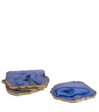 4 Achat-Untersetzer mit gold folierten Kanten, blau