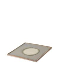 quadratische Deko-Platte aus Keramik, grau & beige