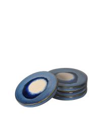 4 runde Untersetzer aus Keramik mit Farbverlauf, blau