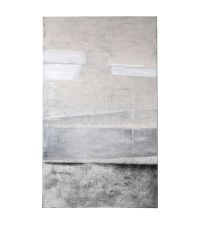 riesiges Ölgemälde mit Farbverlauf von beige bis grau, 150x250 cm