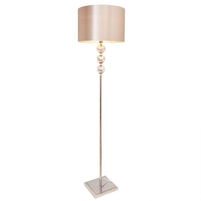 Lampenschirm elegant groß beige seidig schimmernd mit Goldrand Stehlampe