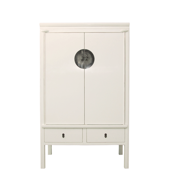 Breiter Asiatischer Schrank Pure Asia Weiss