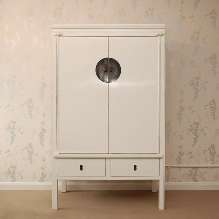 Breiter Asiatischer Schrank Pure Asia Weiss