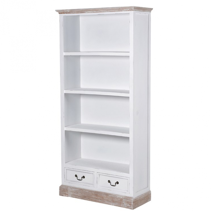 Bücherregal Shabby Style im Landhausstil mit 4 Fächern und 2 Weißes Küchenregal im Shabby Chic aus … – Bild kaufen