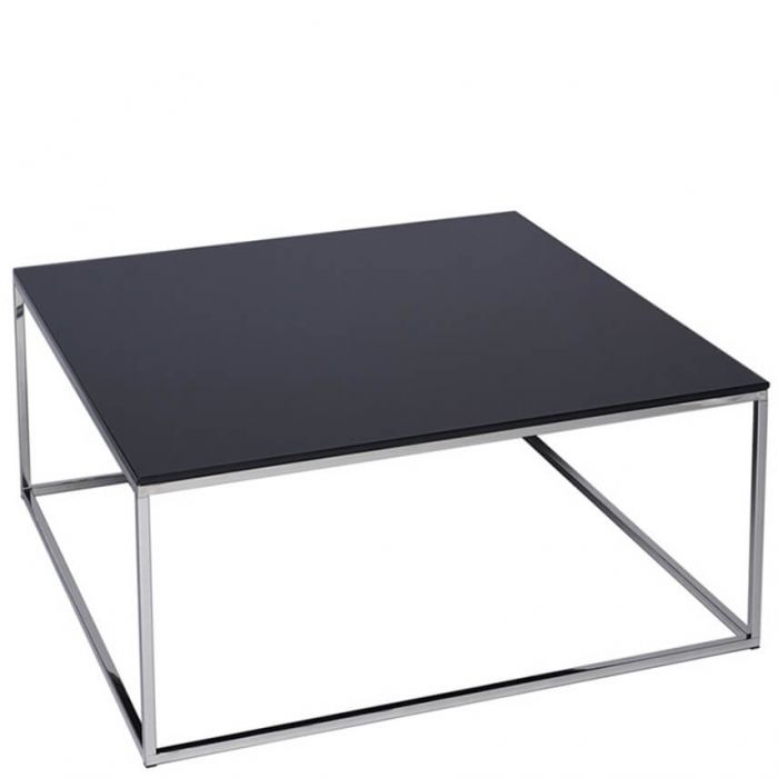 Quadratischer Couchtisch Mit Schwarzer Glasplatte Und Chromfussen