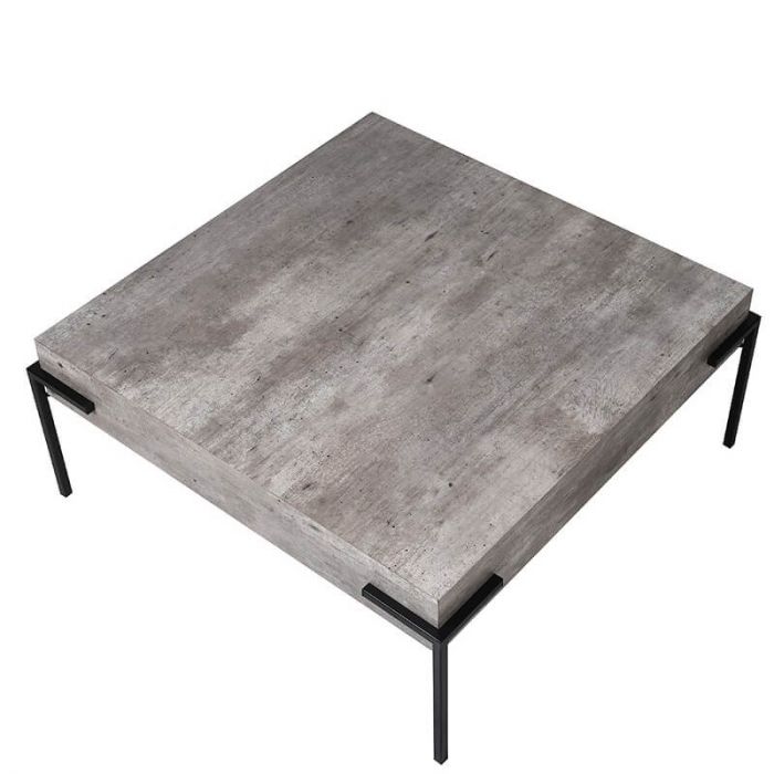 Couchtisch in Beton Optik mit zarten Füßen aus schwarzem Holz TV Lowboard in Beton Optik mit zarten Füßen aus schwarzem Holz