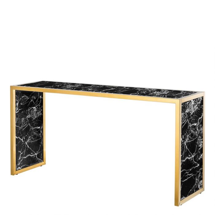 Schwarze Konsole In Marmor Optik Mit Goldenem Rahmen Eichholtz
