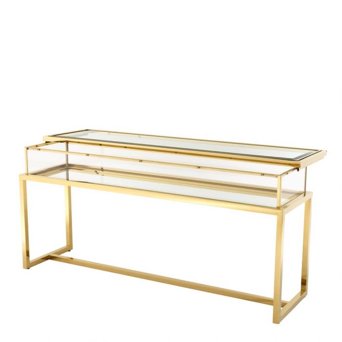 Glamourose Konsole Aus Glas Und Verspiegeltem Boden Gold Von