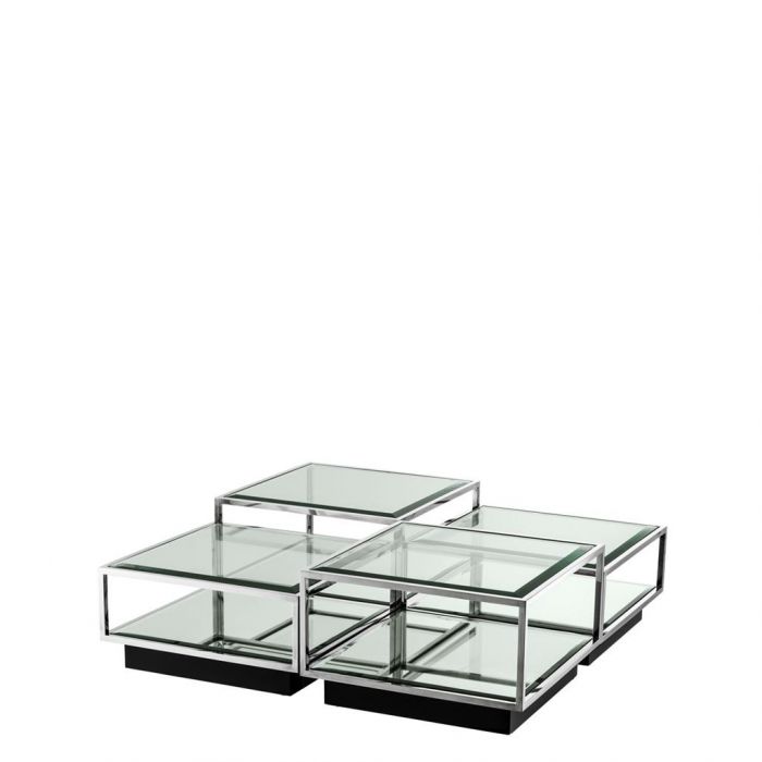 Edles 4 Teiliges Tisch Set Aus Glas Und Stahl Eichholtz