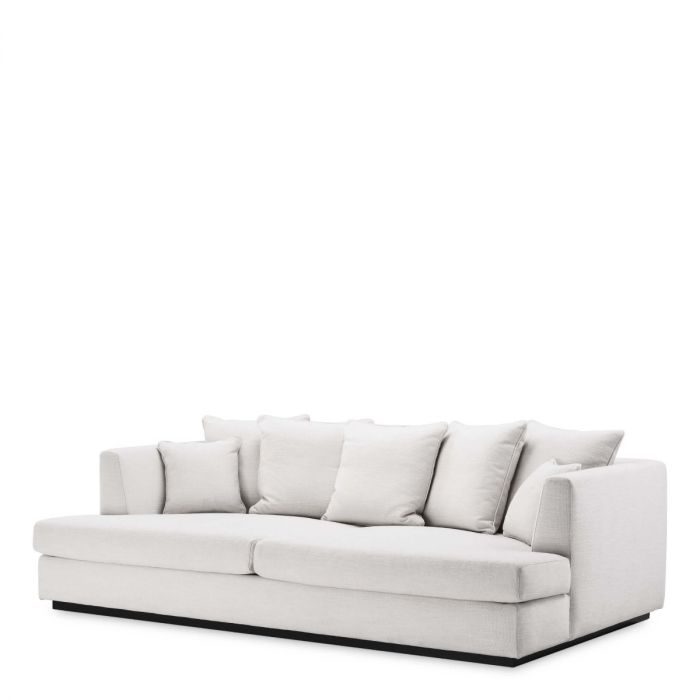 Lounge Sofa Dreisitzer Sofa Von Eichholtz Aus Weissem Stoff In Leinen Optik Mit Schwarzem Sockel Aus