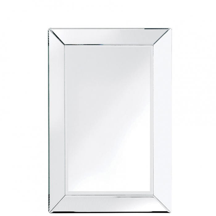 Eckiger Wandspiegel Mit Breitem Spiegelrahmen Mit Facettenschliff