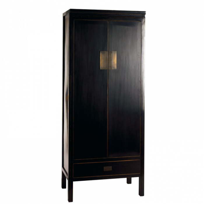 Hoher Asiatischer Kleiderschrank Pure Asia Schwarz