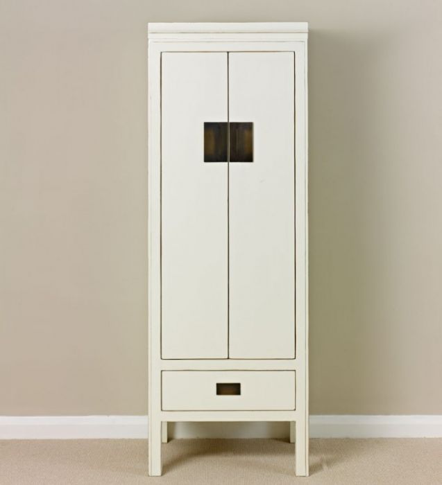 Schmaler Asiatischer Hochschrank Pure Asia Weiss