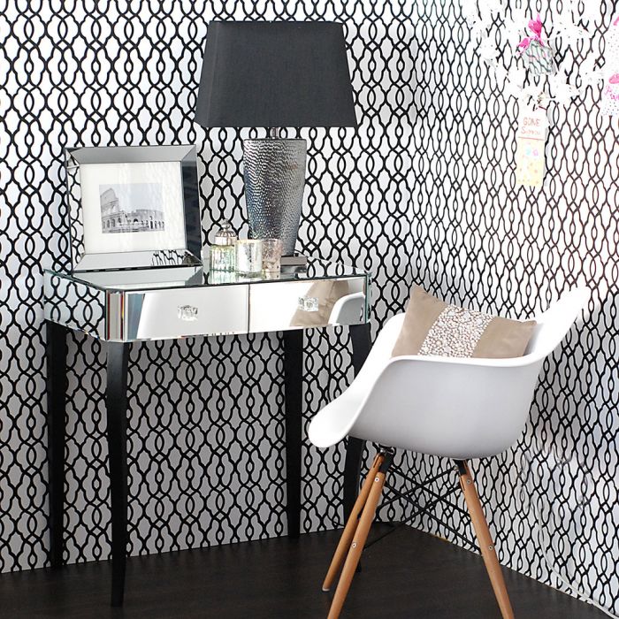 Tapete Mit Kleinem Trellis Muster Vliestapete Mit Marokkanischem Muster Schwarz Weiss