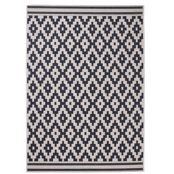 Teppich Mit Geometrischem Muster Im Ethno Stil Schwarz Und Sandfarben