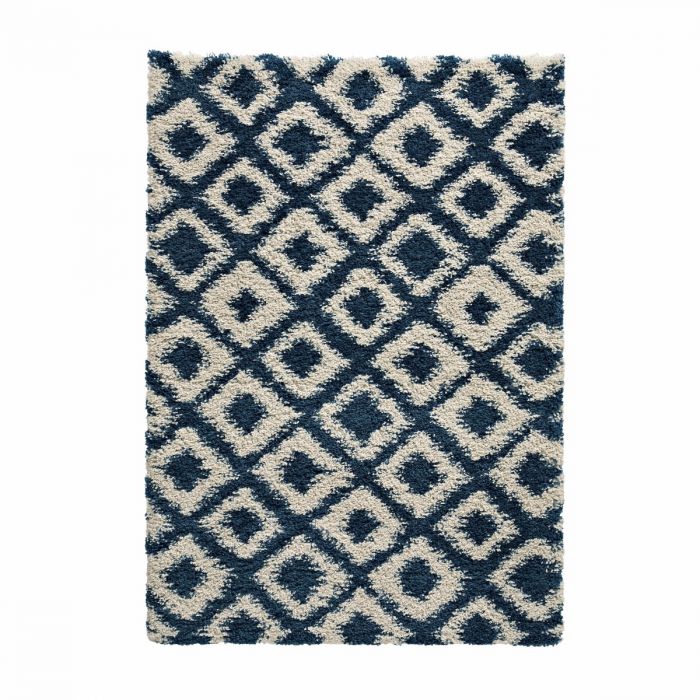 weicher teppich aus feinem garn mit geometrischem linierten muster dunkelblau und cremefarben - Teppich Geometrisches Muster weicher teppich aus feinem garn mit geometrischem linierten muster dunkelblau und cremefarben - Teppich Geometrisches Muster