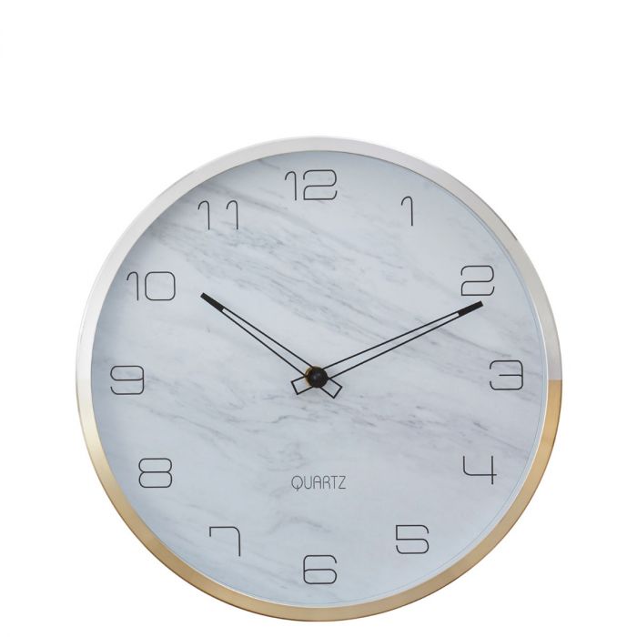 Runde Wanduhr In Marmor Optik Rahmen Silber Gold