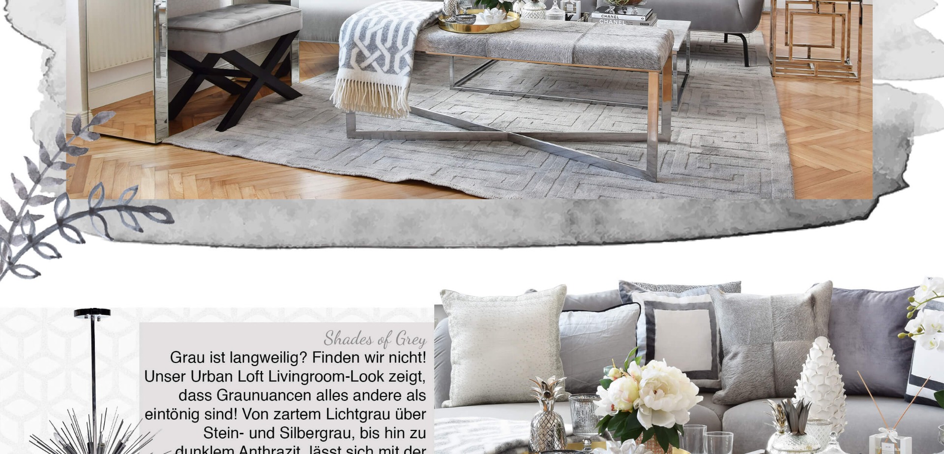 urban loft livingroom - wohnzimmer in silber & grau - looks
